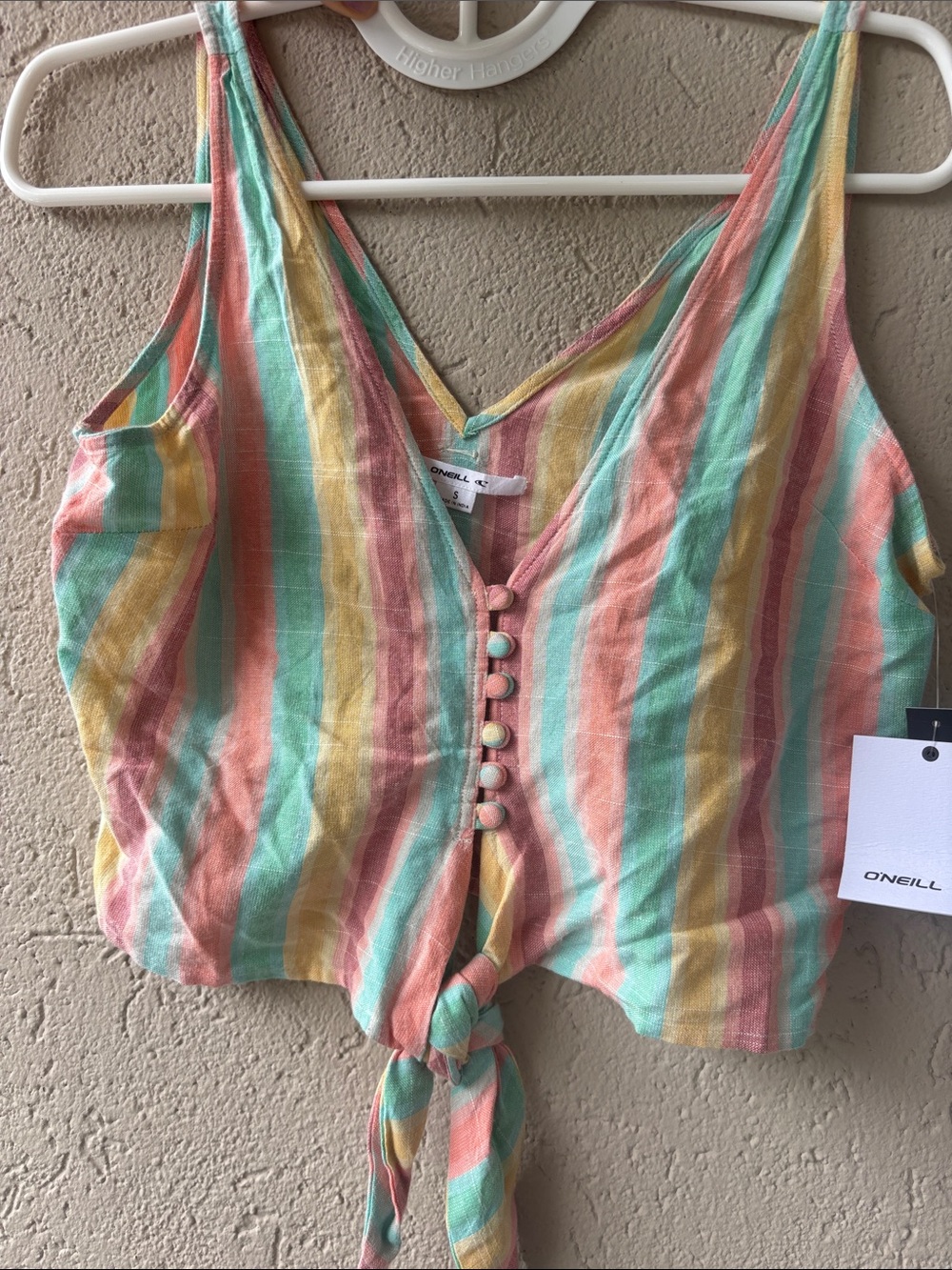 NWT O'Neill Zera Stripe Summer Tie-Front Camisole  Small